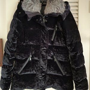 Designer Andrew Marc Velvet Down Fur Puffer Jacket NWOT